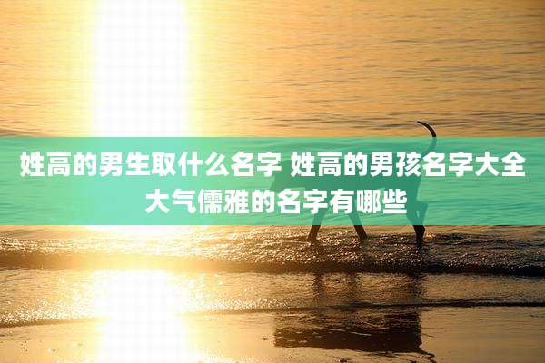 姓高的男生取什么名字 姓高的男孩名字大全 大气儒雅的名字有哪些