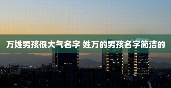 万姓男孩很大气名字 姓万的男孩名字简洁的