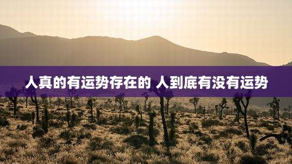 人真的有运势存在的 人到底有没有运势