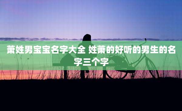 萧姓男宝宝名字大全 姓萧的好听的男生的名字三个字