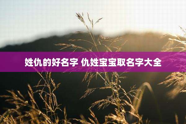 姓仇的好名字 仇姓宝宝取名字大全