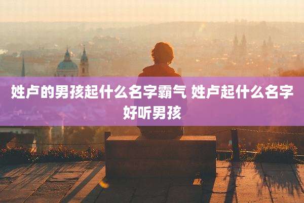 姓卢的男孩起什么名字霸气 姓卢起什么名字好听男孩