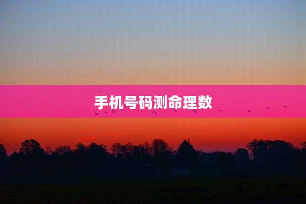 手机号码测命理数