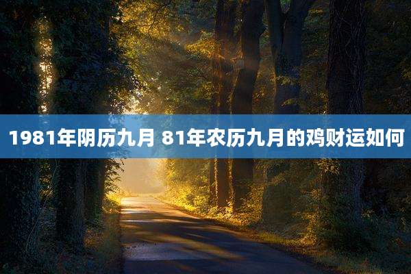 1981年阴历九月 81年农历九月的鸡财运如何