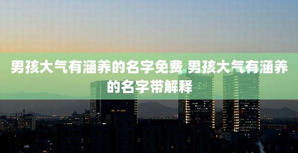 男孩大气有涵养的名字免费 男孩大气有涵养的名字带解释