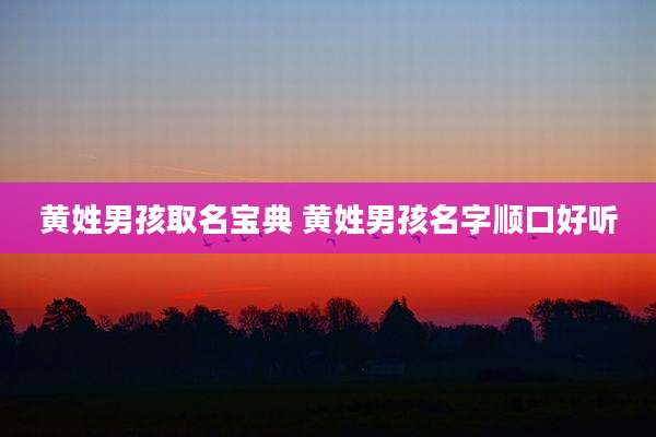 黄姓男孩取名宝典 黄姓男孩名字顺口好听