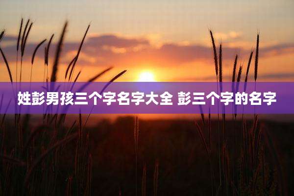 姓彭男孩三个字名字大全 彭三个字的名字