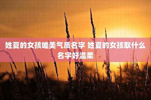 姓夏的女孩唯美气质名字 姓夏的女孩取什么名字好温柔