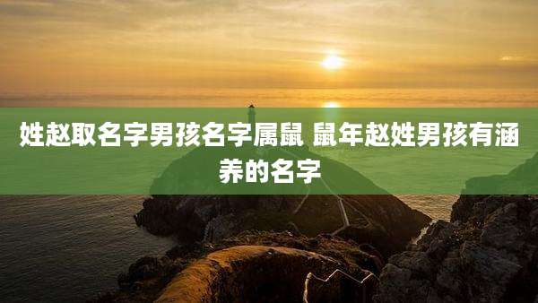 姓赵取名字男孩名字属鼠 鼠年赵姓男孩有涵养的名字
