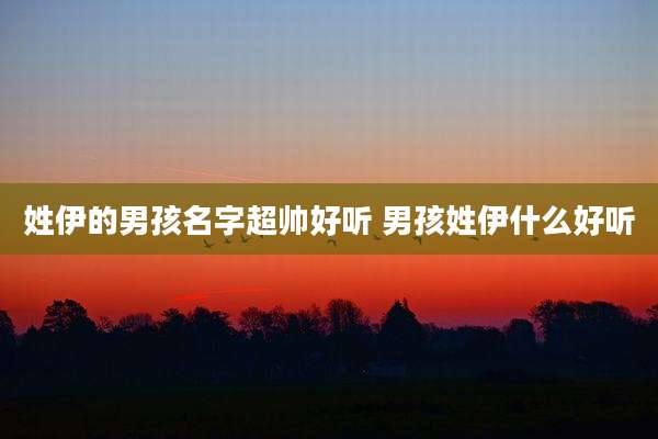 姓伊的男孩名字超帅好听 男孩姓伊什么好听