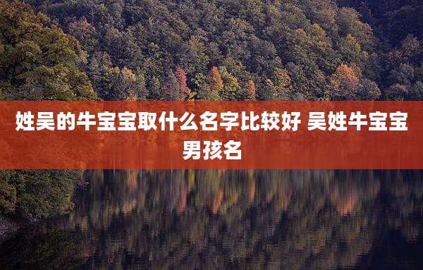 姓吴的牛宝宝取什么名字比较好 吴姓牛宝宝男孩名