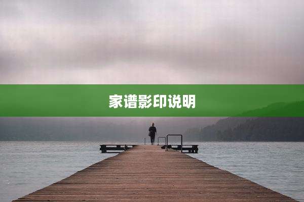 家谱影印说明