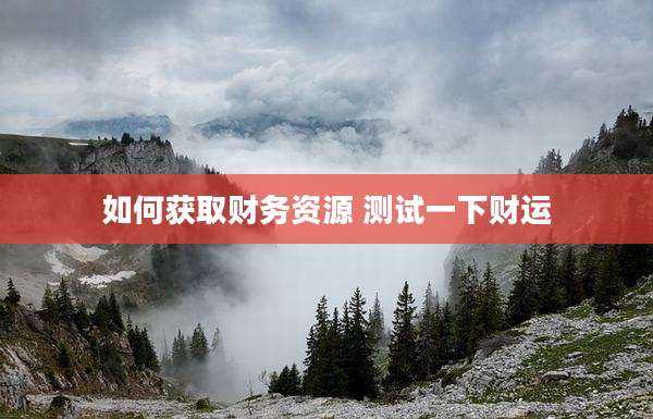 如何获取财务资源 测试一下财运