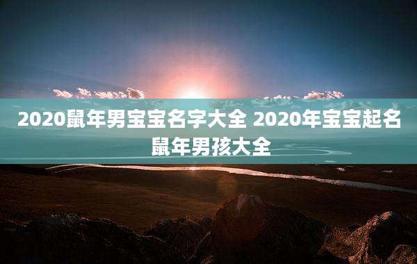 2020鼠年男宝宝名字大全 2020年宝宝起名 鼠年男孩大全