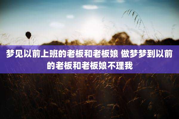 梦见以前上班的老板和老板娘 做梦梦到以前的老板和老板娘不理我