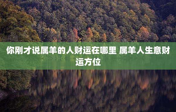 你刚才说属羊的人财运在哪里 属羊人生意财运方位