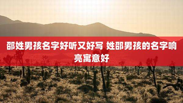 邵姓男孩名字好听又好写 姓邵男孩的名字响亮寓意好