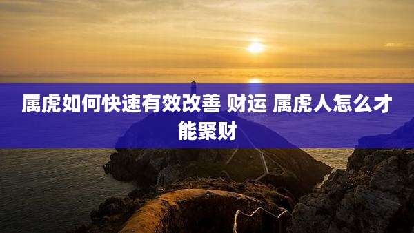 属虎如何快速有效改善 财运 属虎人怎么才能聚财