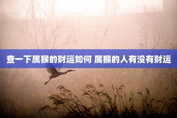 查一下属猴的财运如何 属猴的人有没有财运
