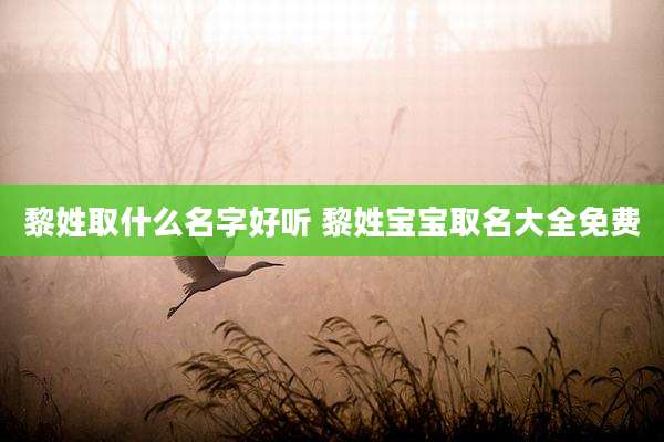 黎姓取什么名字好听 黎姓宝宝取名大全免费