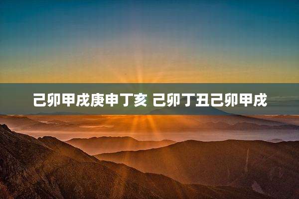 己卯甲戌庚申丁亥 己卯丁丑己卯甲戌