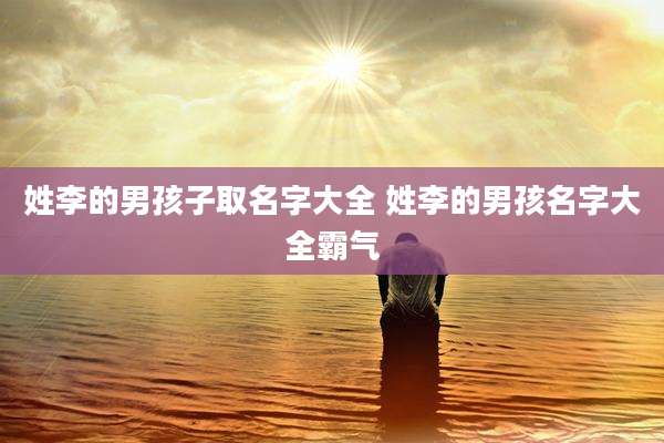 姓李的男孩子取名字大全 姓李的男孩名字大全霸气