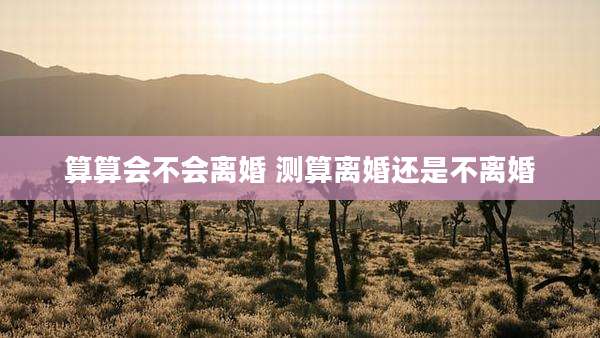 算算会不会离婚 测算离婚还是不离婚