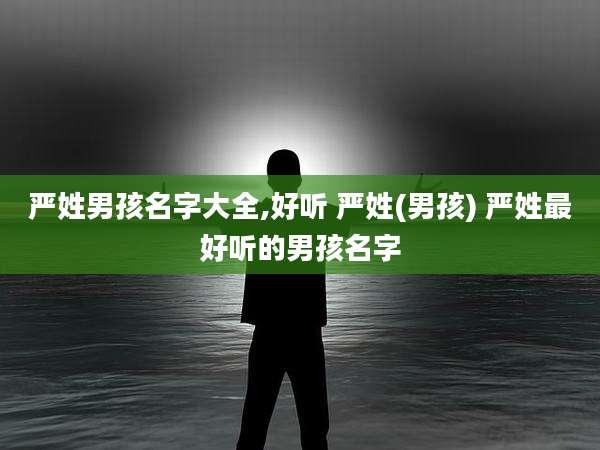 严姓男孩名字大全,好听 严姓(男孩) 严姓最好听的男孩名字