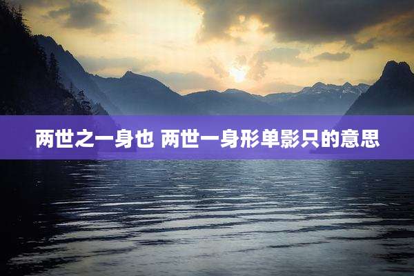 两世之一身也 两世一身形单影只的意思