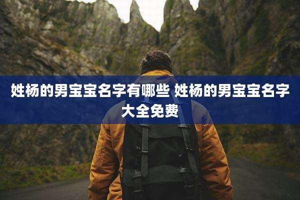 姓杨的男宝宝名字有哪些 姓杨的男宝宝名字大全免费