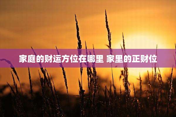 家庭的财运方位在哪里 家里的正财位