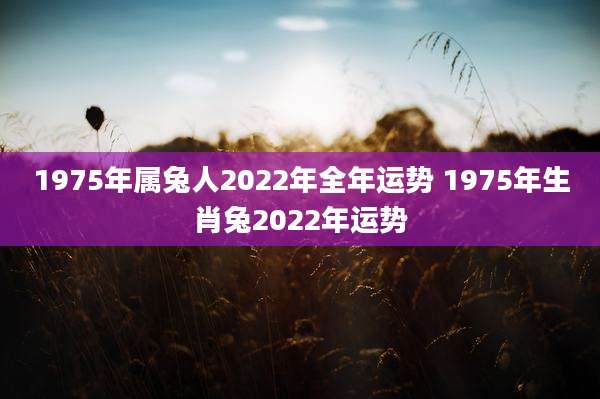 1975年属兔人2022年全年运势 1975年生肖兔2022年运势