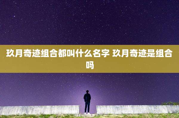 玖月奇迹组合都叫什么名字 玖月奇迹是组合吗