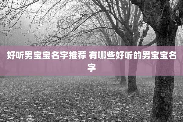 好听男宝宝名字推荐 有哪些好听的男宝宝名字