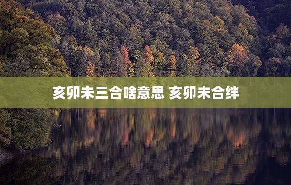 亥卯未三合啥意思 亥卯未合绊