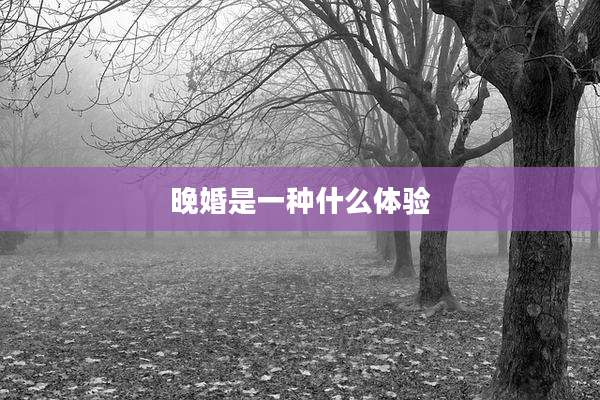 晚婚是一种什么体验