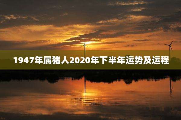 1947年属猪人2020年下半年运势及运程