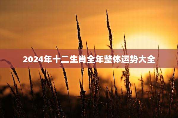 2024年十二生肖全年整体运势大全
