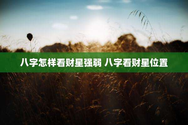 八字怎样看财星强弱 八字看财星位置