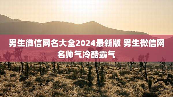 男生微信网名大全2024最新版 男生微信网名帅气冷酷霸气