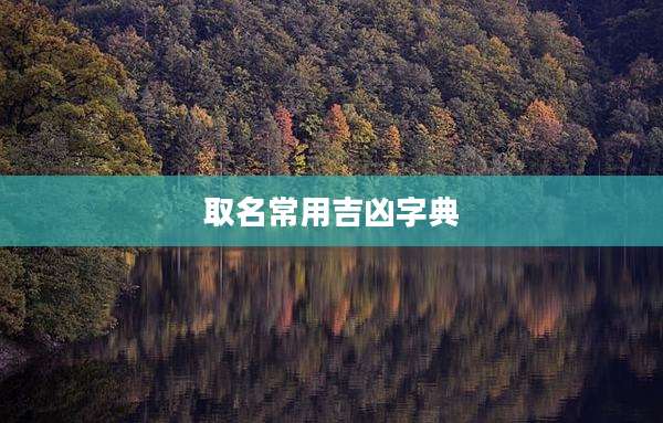 取名常用吉凶字典