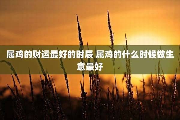 属鸡的财运最好的时辰 属鸡的什么时候做生意最好