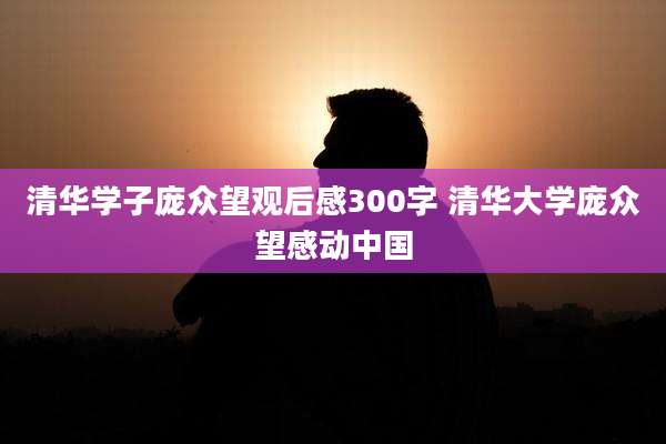 清华学子庞众望观后感300字 清华大学庞众望感动中国