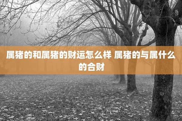 属猪的和属猪的财运怎么样 属猪的与属什么的合财