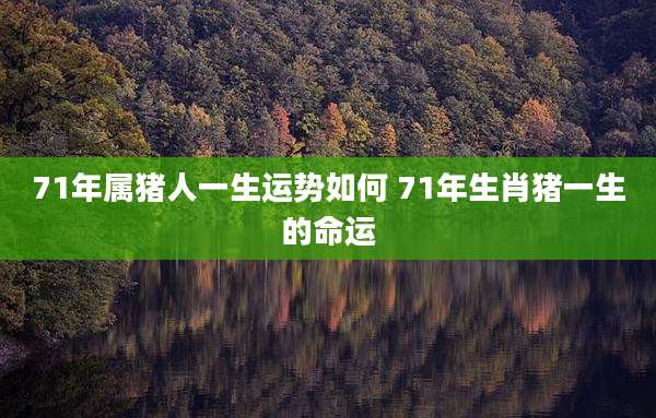 71年属猪人一生运势如何 71年生肖猪一生的命运