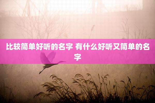 比较简单好听的名字 有什么好听又简单的名字