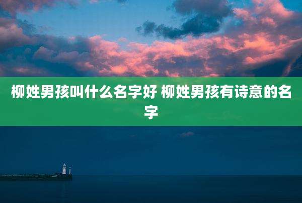 柳姓男孩叫什么名字好 柳姓男孩有诗意的名字