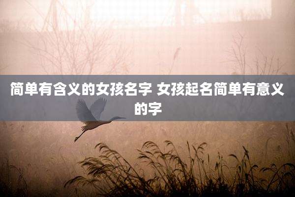 简单有含义的女孩名字 女孩起名简单有意义的字