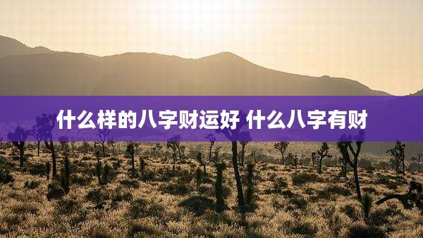什么样的八字财运好 什么八字有财