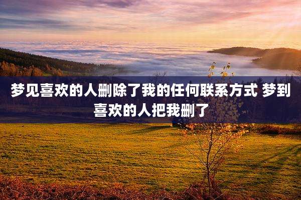 梦见喜欢的人删除了我的任何联系方式 梦到喜欢的人把我删了